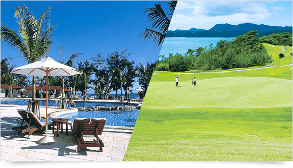 Kanucha Resort is colored by its golf course and pools.